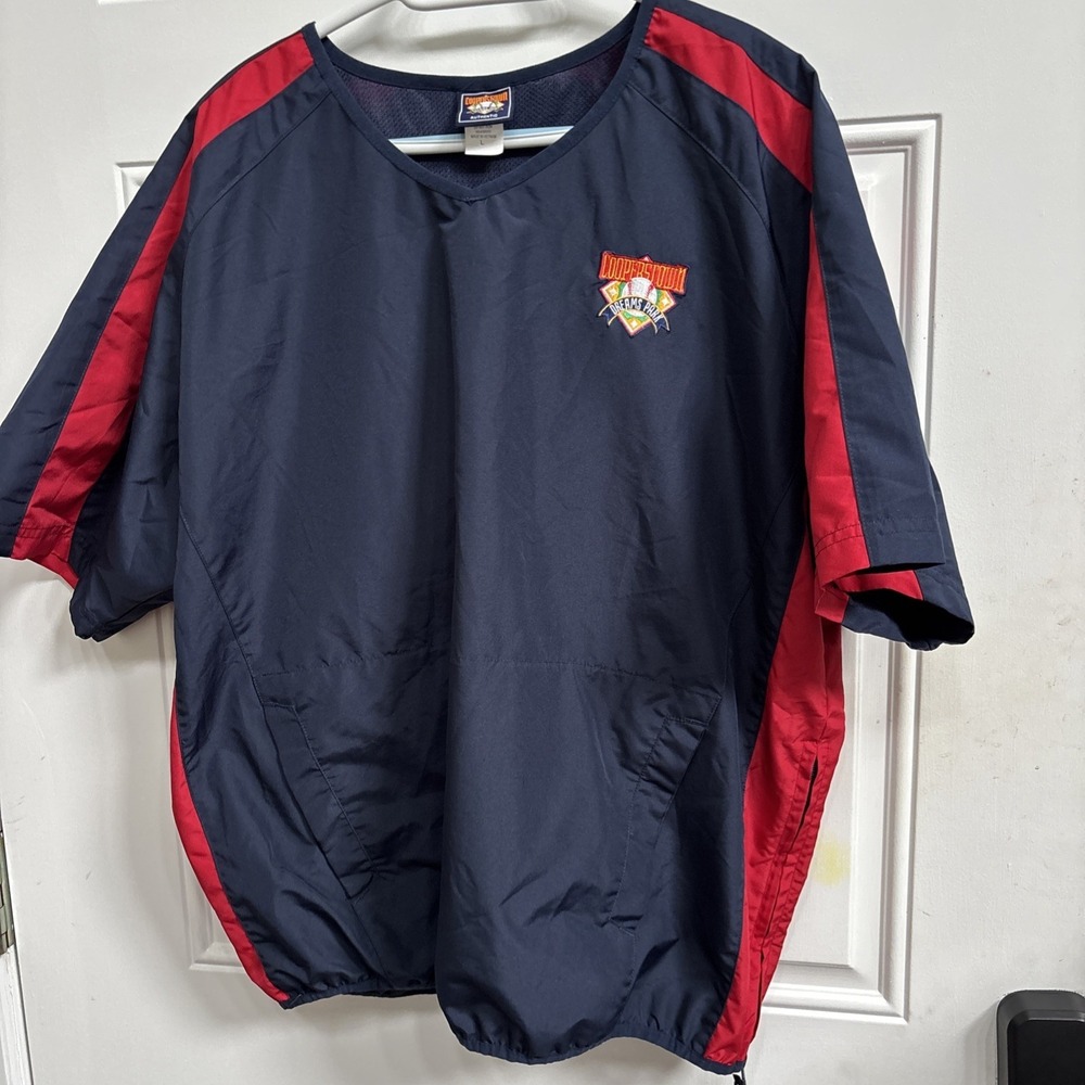 Cooperstown Dreams Park Pullover Jacket Mens Large Blue Baseball Windbreaker Top